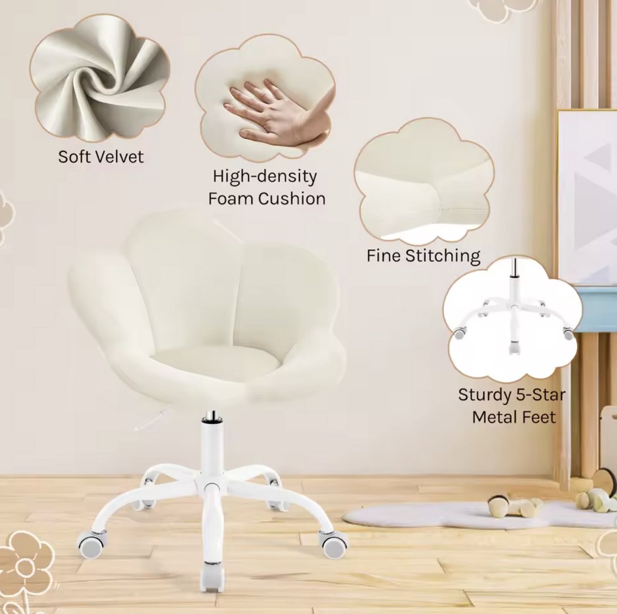 Mark Adler Future 3.0 Ergonomische Bureaustoel, 360° Draaistoel, In Hoogte Verstelbaar, Comfortabel met Ademend Fluweel, Modern Design, Draagvermogen 130 kg, Voor Kantoor en Slaapkamer
