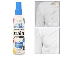 Vlek verwijderaar - Stain treater - Miss Mouth’s Vlekken spray voor Kleding en stoffen – Directe Vlek verwijderaar voor Wijn, Inkt, Voedsel, modder & Babyvlekken – Veilig voor Kinderen – Zonder Water – 120 ml – Geurloos & Fosfaatvrij