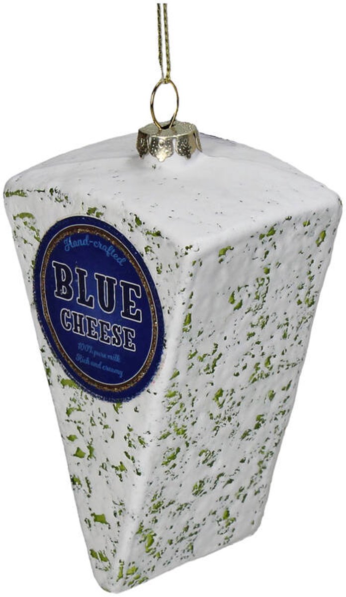 HD Collection Glazen kerstornament kerst hanger Blauwe kaas 10.5 cm