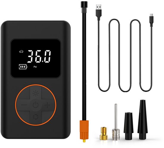 7-pack - Draagbare mini-bandenpomp met digitaal display en automatische uitschakeling voor het veilig oppompen van auto's, fietsen, basketballen en luchtbedden — afbeelding 2
