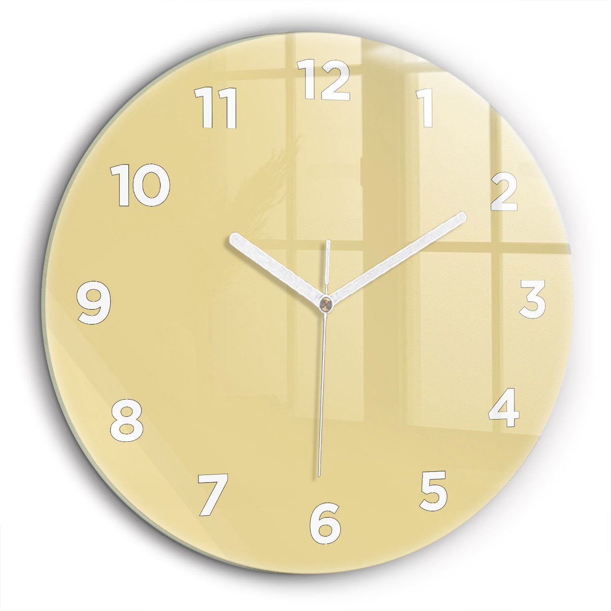 Wallfluent Wandklok - Romig Ronde Glazen Klok - 60 cm x 60 cm - Romig Wandklok - Witte Handen - Wandklok Met Cijfers - Stille Wandklok Slaapkamer - Ronde Glazen Wandklok - Industrieel Wandklok - Ronde Glas Klok
