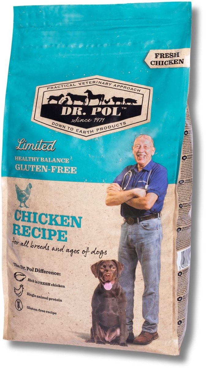 Dr. Pol Hondenvoer Glutenvrij Kip - Premium Droogvoer Hond - Complete Hondenbrokken met Prebiotica - Kipvlees Proteïne - Zonder Gluten - Gevoelige Honden - 2kg
