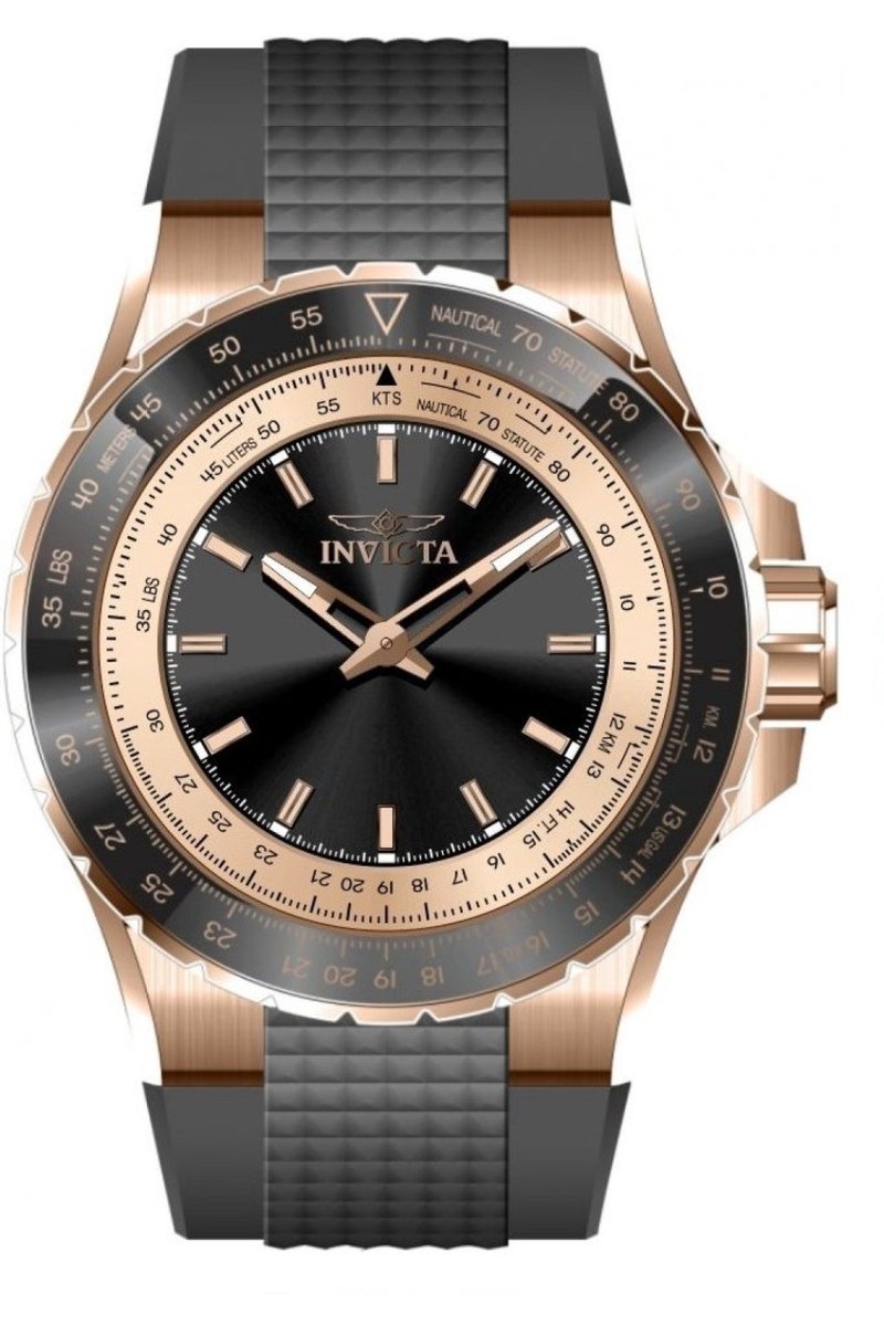 Invicta Aviator 49659 Heren Horloge - Waterdicht - Analoog - Quartz Uurwerk - Roestvrij Staal met zwarte Wijzerplaat - 50mm