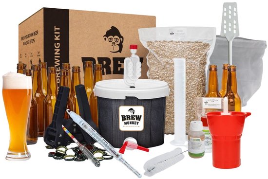 Brew Monkey Weizen luxe bierpakket | 5 liter | Bier brouwen in je eigen keuken | Bierbrouwpakket met verse ingrediënten | Origineel cadeau