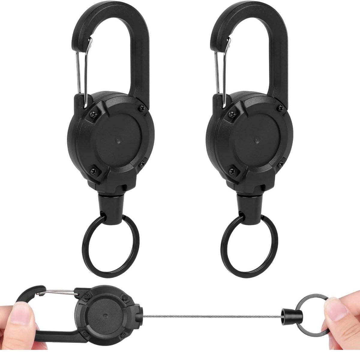 TOVBMUP Intrekbare sleutelhanger - 2-pack - Intrekbare sleutelhanger met intrekbaar koord voor ID-kaarthouders, kaarthouders en sleutelkaarten
