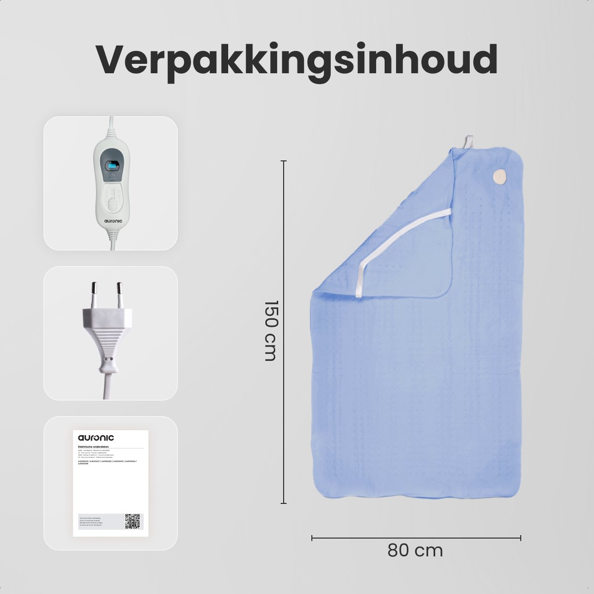 Auronic Elektrische Onderdeken - 150 x 80 cm - 1 Persoons Warmtedeken - 3 Warmtestanden met Timer - met Hoekelastieken - Verwarmingsdeken - Blauw – foto 7