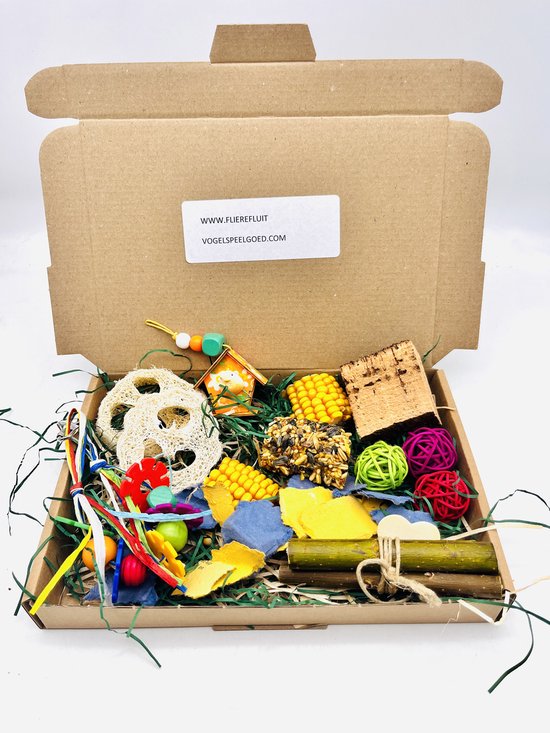 Forfait de Fête de recherche de nourriture coloré, perruches, calopsittes, luffa, liège, rotin, speelgoed, jouets pour oiseaux,
