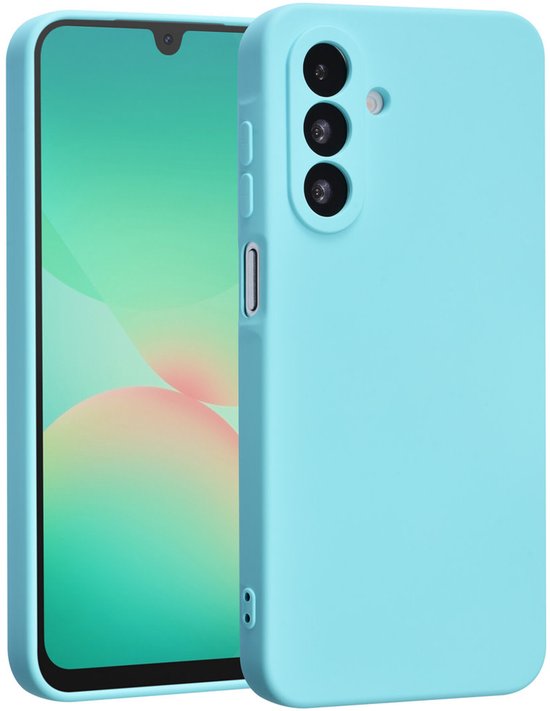 Koraalblauwe telefoonhoes met drie camera-uitsparingen, voor Samsung Galaxy A26/A17 5G.