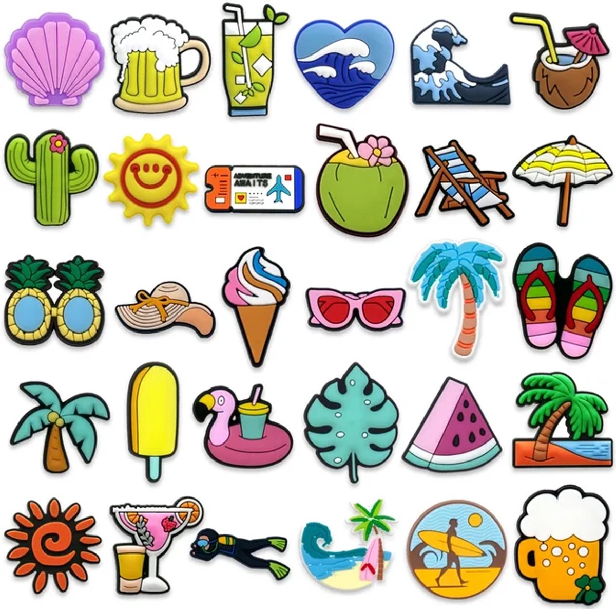 LuukyBB - Schoen Pins - Geel Zomer - 15 stuks - Meisje Jongens - Schoencharms Schoenpins Charms Zomervakantie - Sandalen Schoenen DIY Decoratieve Accessoire Vakantie Schoengespen Gespen - Schoenaccessoire Geschenken - Cadeaus Vrouwen Kinderen Klomp