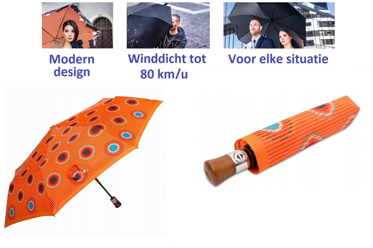 Paraplu voor dames, heren en familie. Automatische open en te sluiten paraplu. Stormparaplu - Winddicht tot 80 km/u. Carbon Steel. Lichtgewicht en Duurzaam - Ø 100 cm. Reisparaplu / Waterdicht / Automatisch / Modern design / Hoge kwaliteit.