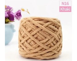 Lunari & Co. Dik Chenille Garen 2 Stuks - Kaki Kleur - Polyesther - Chenille - Fluffy - Zacht - XXL Wol - 100 g Per Bol - 6 mm Dik - Breien & Haken | Perfect voor Dekens, Kussens & Meer - Dikke Wol - Haken - Haakgaren - Zachte Garen - Breigaren