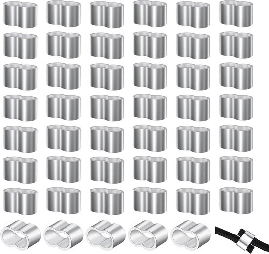 100 Stuks Aluminium Kabelklemmen – 2 Mm Dubbele Hulzen, Voor Staalkabel, Krimpen, Zilver