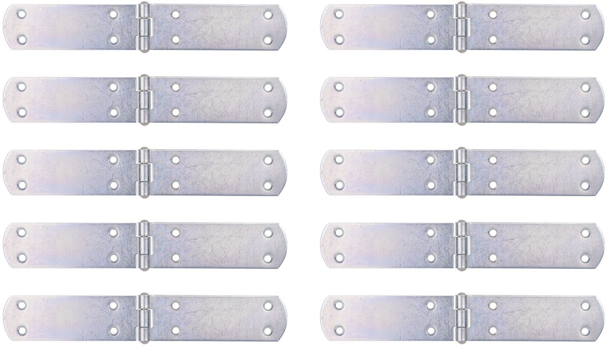 Alberts 845681 Kistscharnier, met geklonken pen, galvanisch verzinkt, dik gepassiveerd, 250 x 35 mm, set van 10