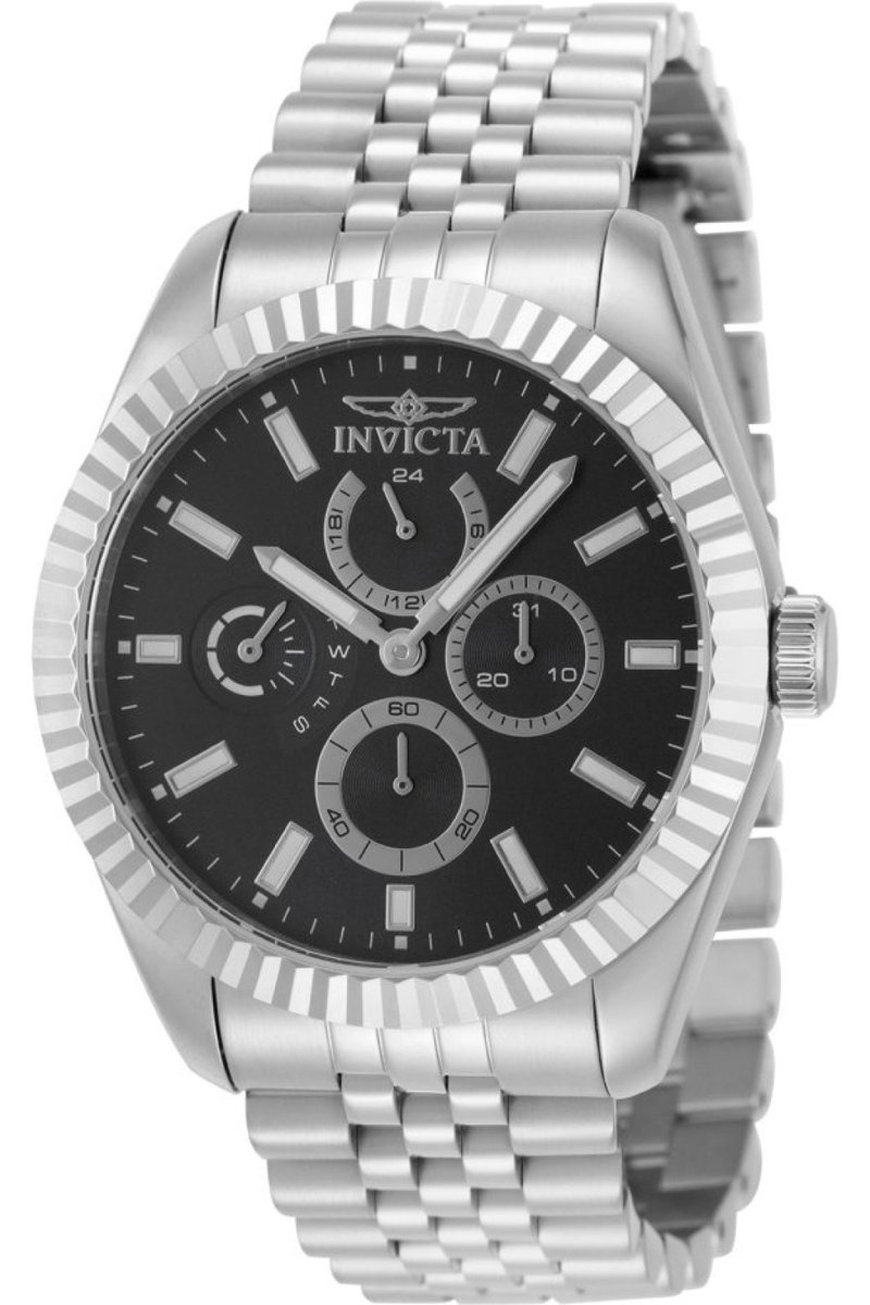 Invicta Specialty 49533 Heren Horloge - Waterdicht - Analoog - Quartz Uurwerk - Roestvrij Staal met zwarte Wijzerplaat - 43mm