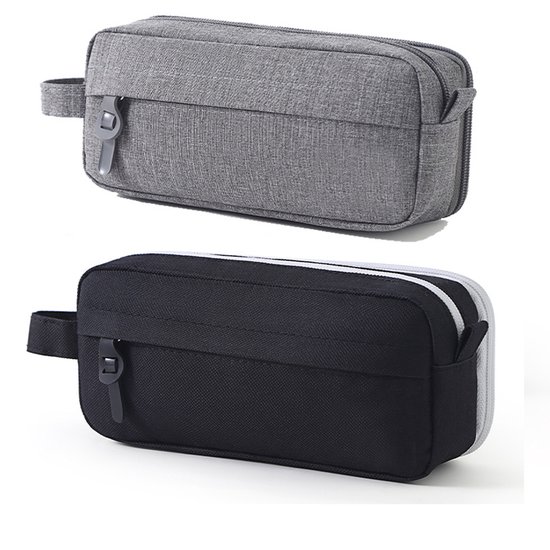 Etui jongens- 2 stuks etui meisjes-Etui-Etui - Grote etui - Esthetische etui - Opbergtas voor kantoorbenodigdheden - Eenvoudige en stevige multifunctionele etui - Zwart, grijs - 21x6x9cm
