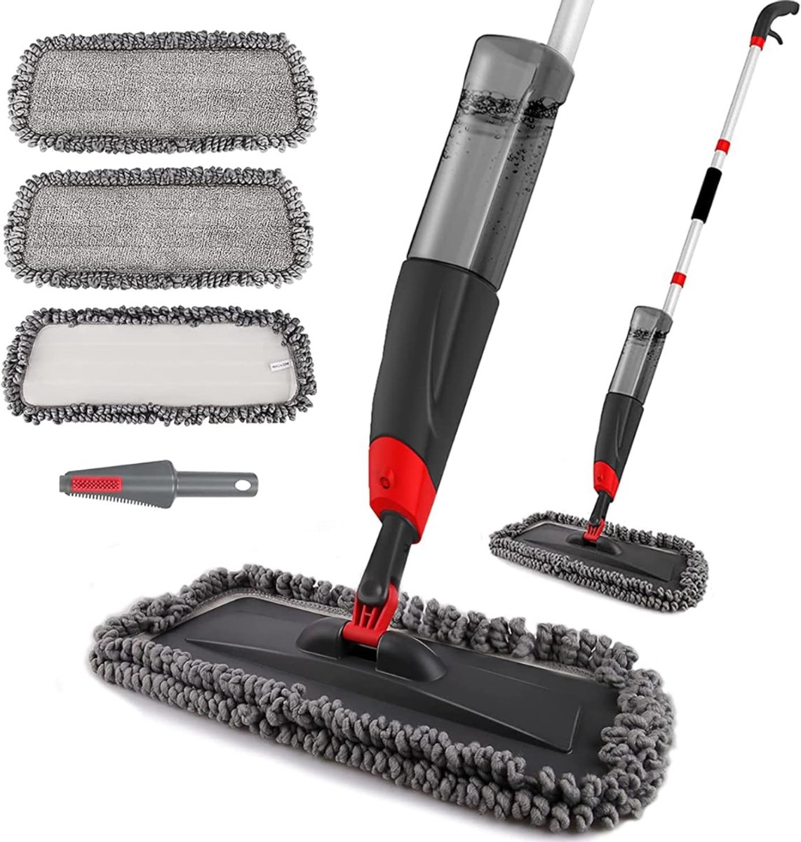 MMP® Dweil met spray - Dweil - Mop - Zwart - 43cm x 17cm x 135cm