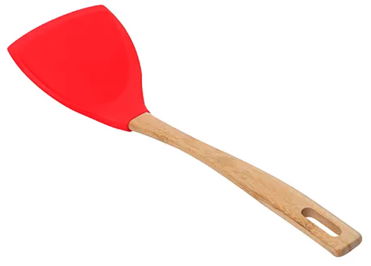 Wok Spatel - DEXAM - School of Wok - bamboe handvat - siliconen spatel