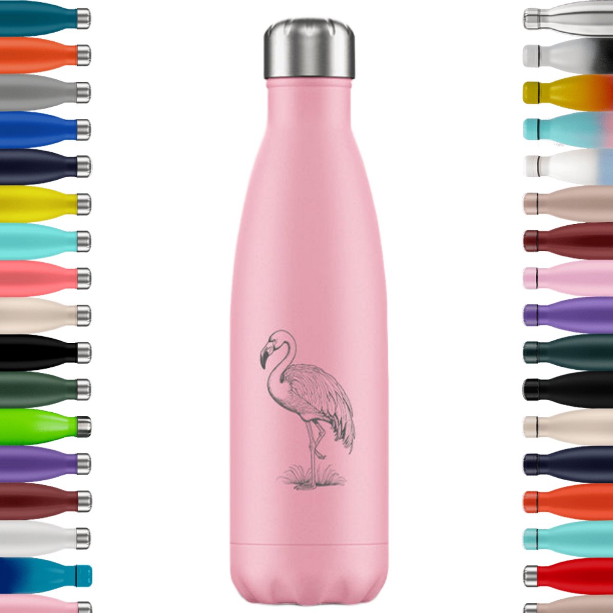 FLASKE Original 500ML - Standing Flamingo - RVS Drinkfles van 500ML - Geschikt als waterfles, thermosfles en thermoskan