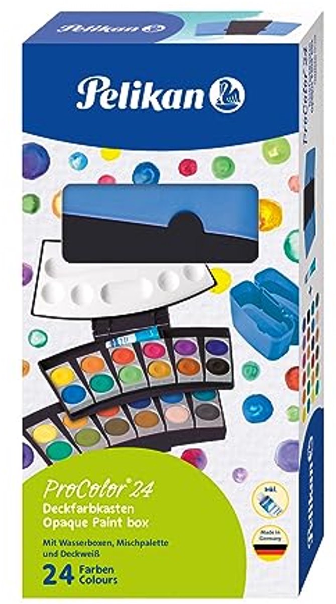 Verfdoos met 24 Kleuren - Zwart/Blauw - Creatief Schilderen Voor Kinderen