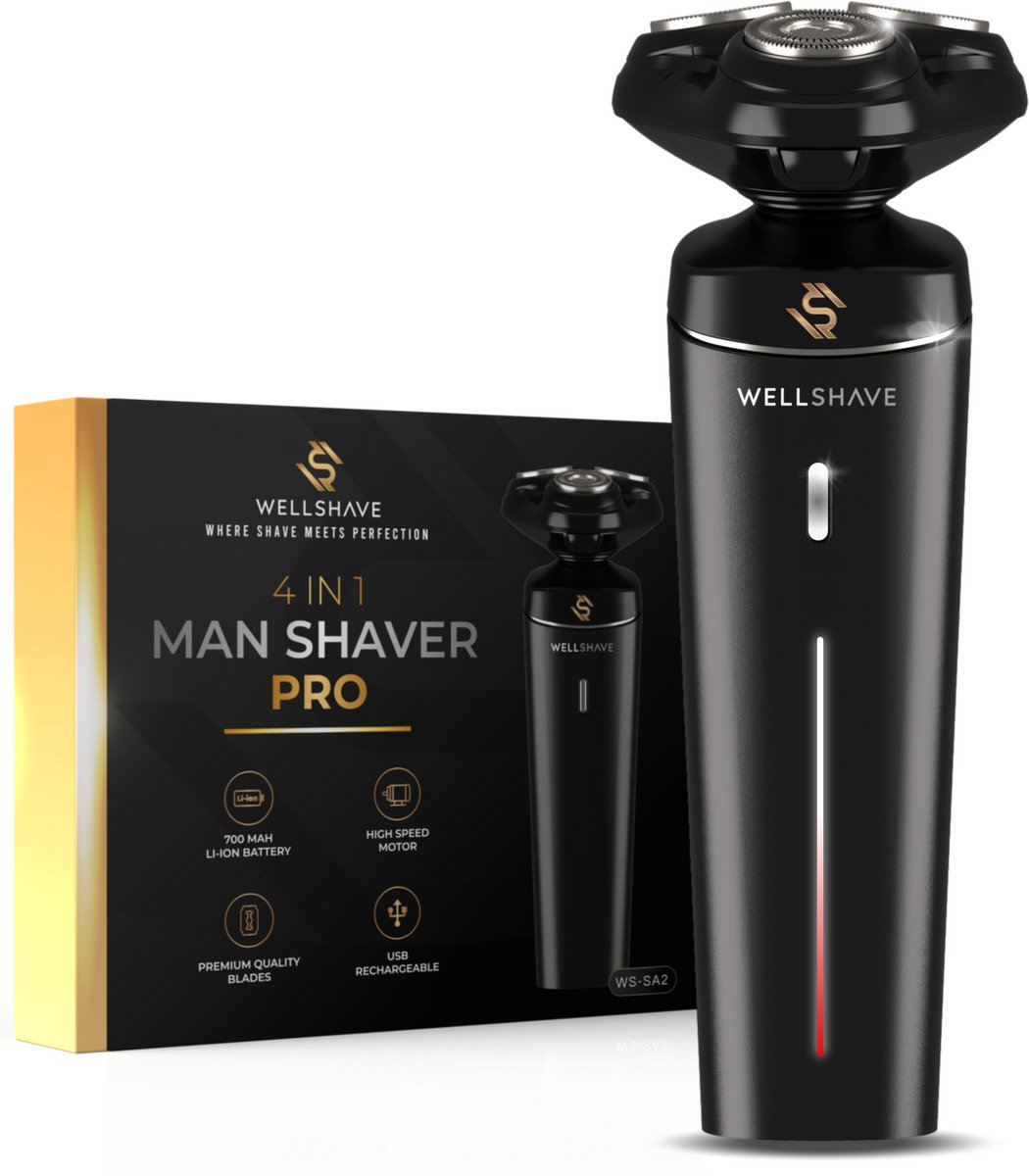 Wellshave 4-in-1 Scheerapparaat Mannen Pro - Gezicht en Hoofd Trimmer - Nat en Droog Shaver - Neustrimmer
