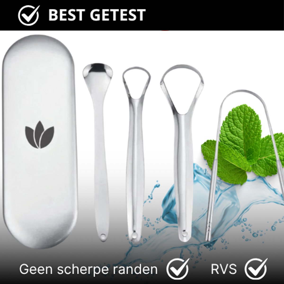 Tongschraper - Tongreiniger - Tongschrapers - Tongue Scraper - Tong Schraper - RVS