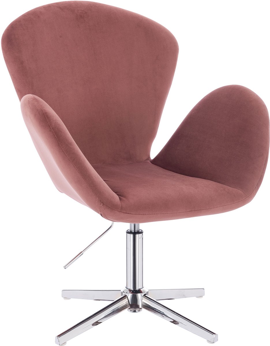 SVITA BROOX lounge chair - in hoogte verstelbare draaistoel fluweel roze