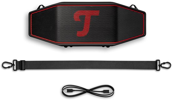 Teufel ROCKSTER CROSS 2 Draagbare Bluetooth Luidspreker voor binnen en buiten, met lange batterijduur tot 46 uur, IPX5 straalwaterdicht, stereo speaker - Black & Red van Teufel — afbeelding 4