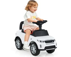 COSTWAY Schuibauto glijauto vanaf 1 jaar, glijvoertuig met opbergruimte onder de zitting, kinderauto met claxon en motorgeluid, Schiebauto speelgoedauto voor jongens en meisjes (wit)