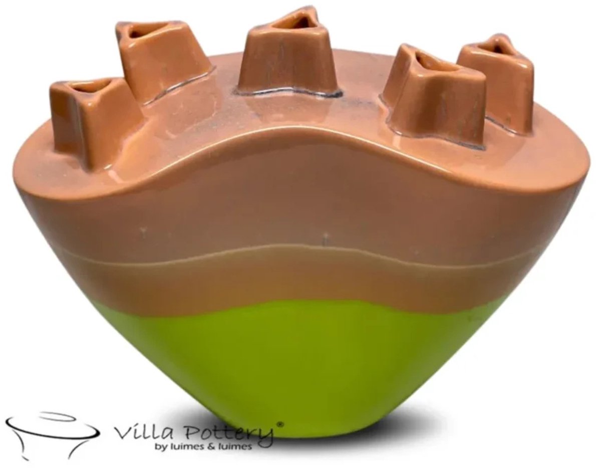 Villa Pottery Reactief Oranje Groen vaas Chimney D30 x B21 x