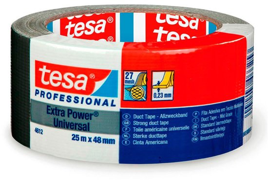 Ducttape TESA Extra Power 4612 Universal Zwart (25 m x 48 mm) | bol