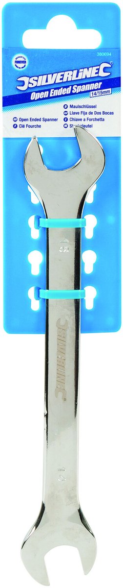 Silverline Dubbelzijdige steeksleutel - 14/15 mm - gehard chroom vanadium staal - gepolijste afwerking