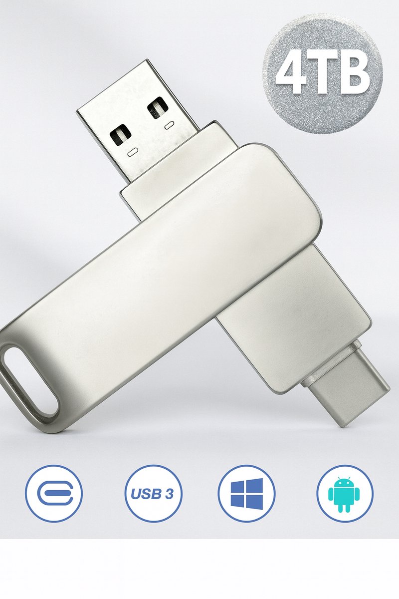 Image of 4TB usb flashdrive 2in 1 | USB-C Stick | externe oplag | Dual Geheugenstick | USB 3.1 | Plug & Play | Universeel | Geschikt voor smartphones, laptop, tablets, PC en meer partybox |mobile |Extra opslagruimte,samsung android