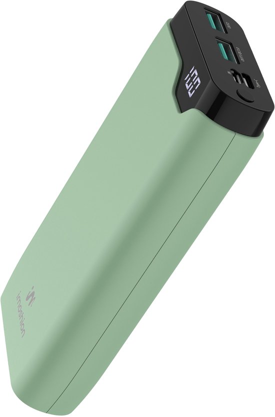 imoshion Powerbank 20000 mAh - Snellader 22.5W - LED indicator - USB C & USB A - Geschikt voor o.a. iPhone en Samsung - Universeel - Lichtgroen