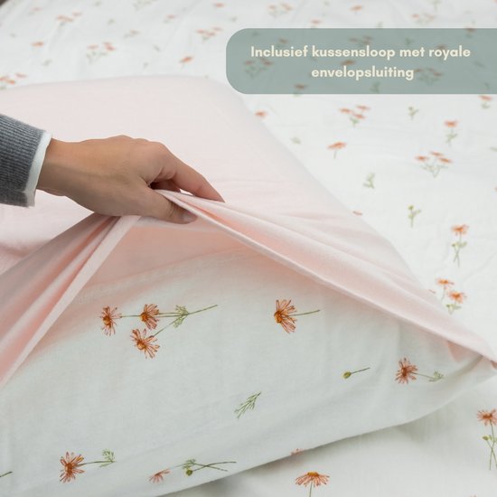 Luxueuze Terschellinger Flanellen Winter Dekbedovertrekset - Minimalistisch Bloemenmotief - Voor Ultiem Comfort en Warme Nachten - 140x200/220 cm van Terschellinger — afbeelding 2