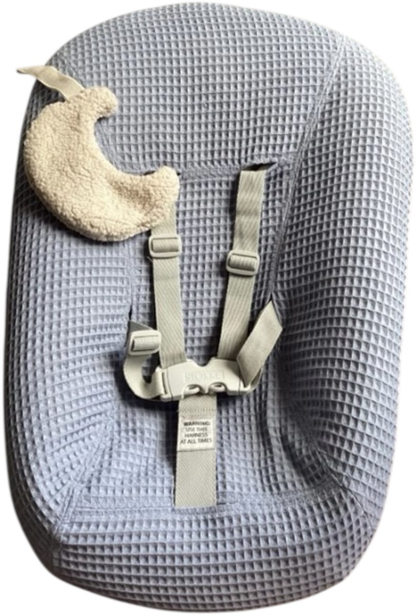 Newborn Hoes - Tripp Trapp geschikt voor Stokke Tripp Trapp Newborn Set - Perfecte Pasvorm - Beschermt je Stoel - Waterafstotende Voering - Makkelijk Wasbaar - Zacht Katoen - Licht blauw Wafelstof - handmate