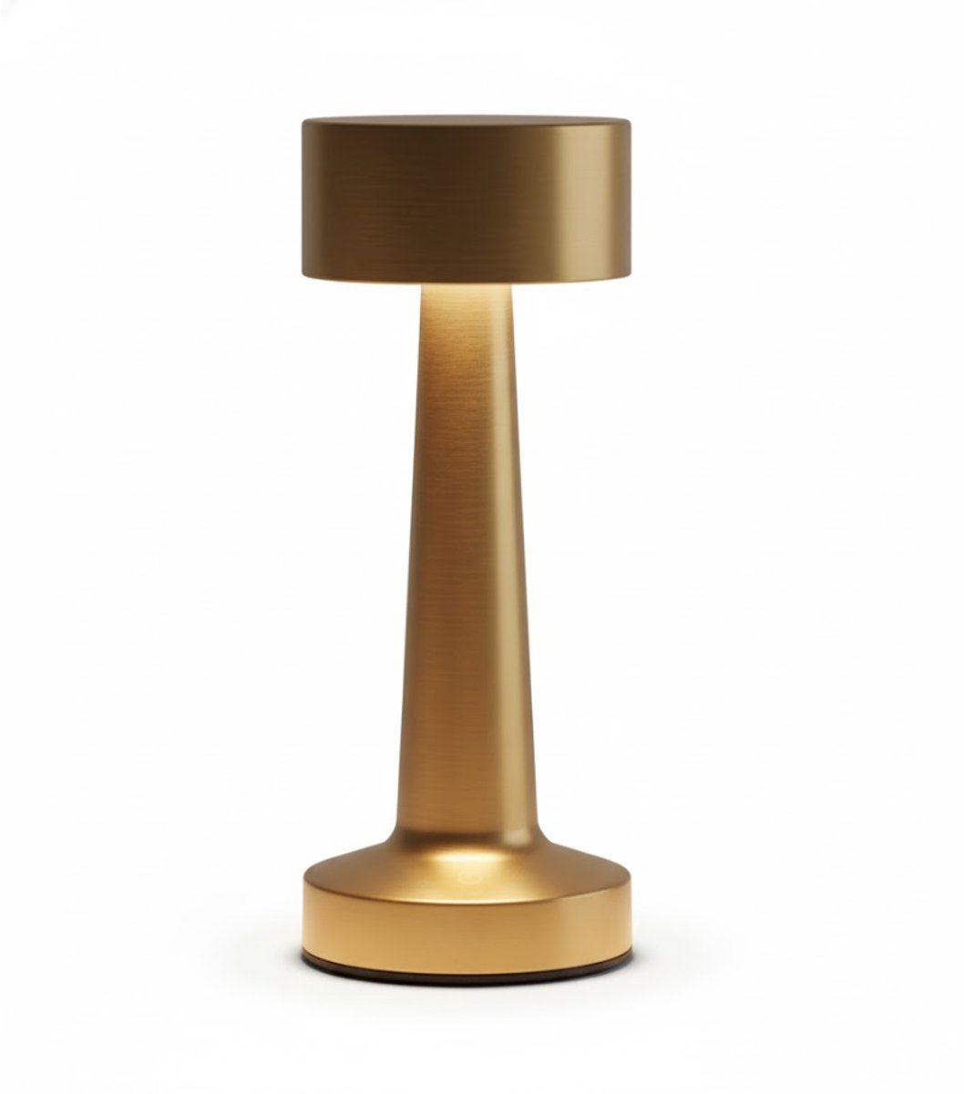 Omniexa Tafellamp - Goud - Dimbaar en Draadloos - Luxe Oplaadbare LED Lamp - Aluminium Design