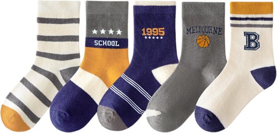 Chaussettes antidérapantes pour enfants - 5 paires de chaussettes antidérapantes ABS pour petits garçons - Chaussettes antidérapantes pour enfants, taille M, adaptées aux garçons et aux filles de 3 à 5 ans - Style H
