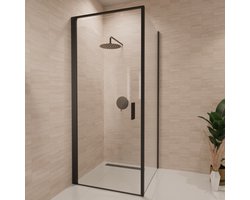 Lomazoo Douchecabine Bogota - 90x90x200cm - Zwart - 6mm Helder Glas - Nano Coating Anti Kalk