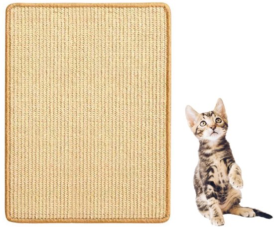 Foto: 30x40cm kattenkrabmat natuurlijke sisal kattenmat platte kattenkrabmat gemakkelijk schoon te maken beschermt meubels en banken biedt comfortabel rust geschikt voor banken stoelen en meubels houtkleur