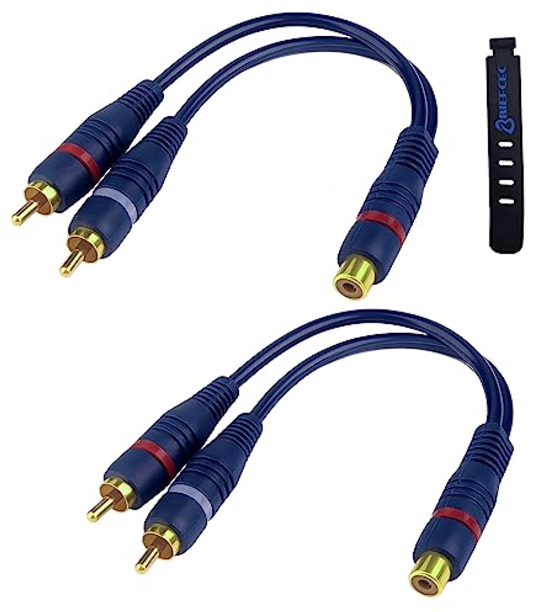 RCA-splitter Y-kabel 1-bus naar 2-stekkers - 15 cm - Audio adapter voor subwoofer en versterker