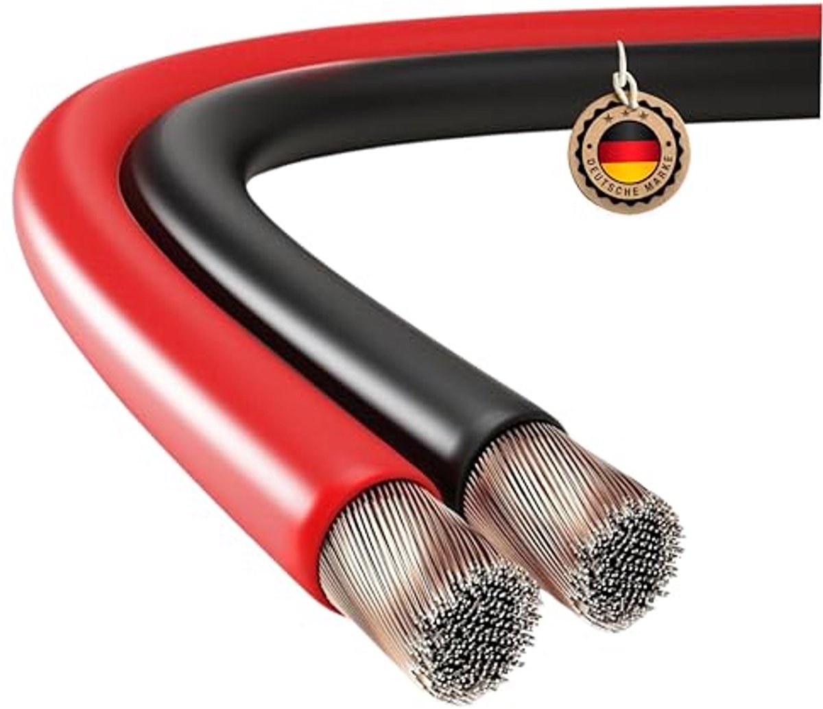 20 meter luidsprekerkabel, CCA, 2x1,50mm², rood/zwart - Perfecte geluidskwaliteit voor jouw systeem