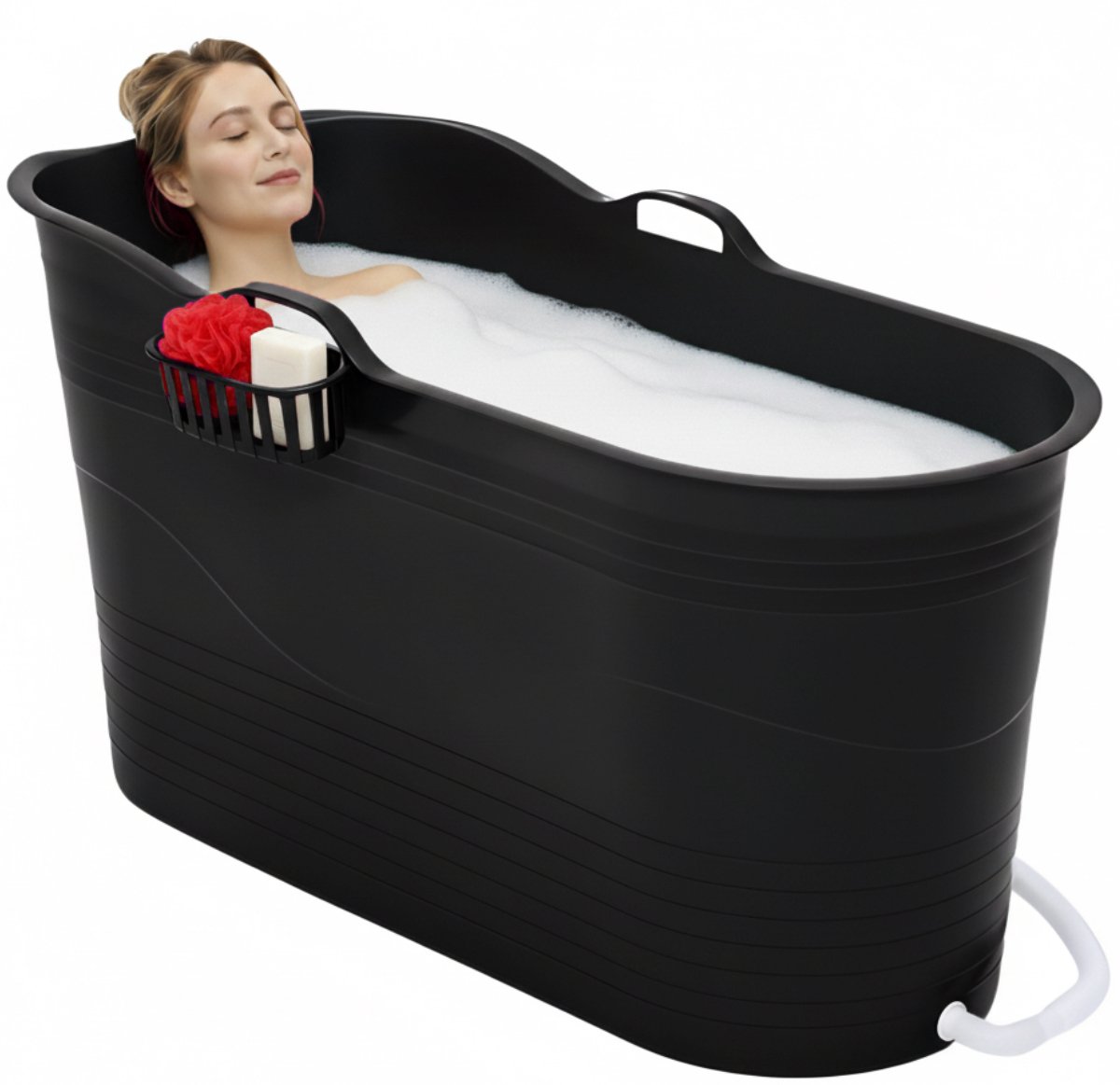 Bath Bucket XL - Zwart - 123 cm - Zitbad voor volwassenen - IJsbad - met rekbare Afvoerslang tot 3 meter