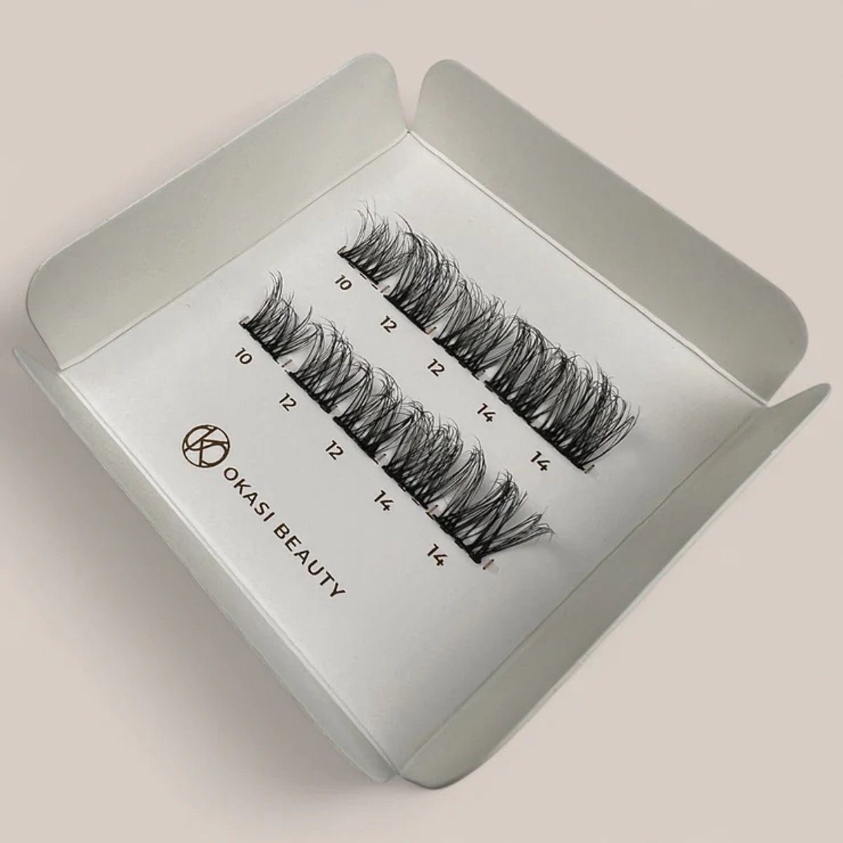 Okasi Beauty - Dreamy Try Me - Mix Lengte - Premium Volume Lashes - 10-cluster DIY Wimper segmenten - Mix lengte 10-12-14 mm - Ultradunne transparante wimperband - DIY wimperextensions - Soft glam wimperlook