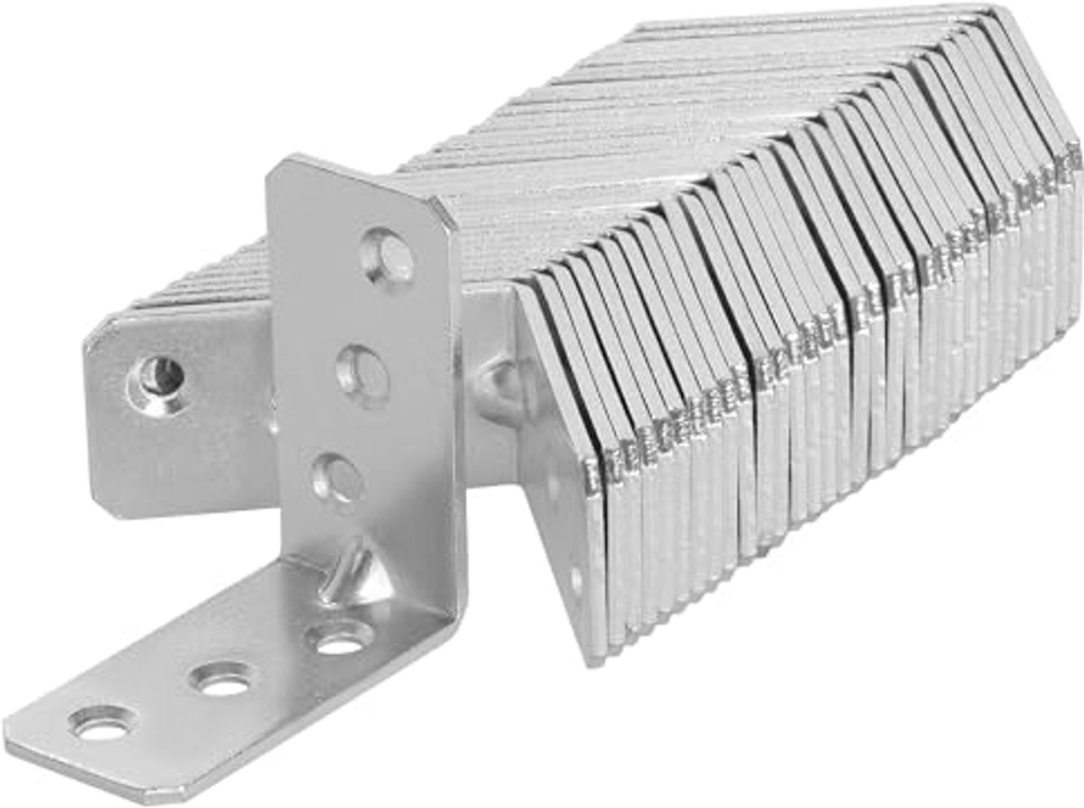 Hoekverbinder 50 x 50 x 25 mm - Zware belasting staal bouwhoek met montagegaten