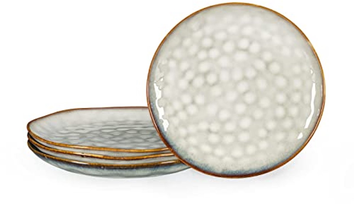 Set van 4 Taartborden van Aardewerk - Vaatwasser- en Magnetronbestendig, 21 cm