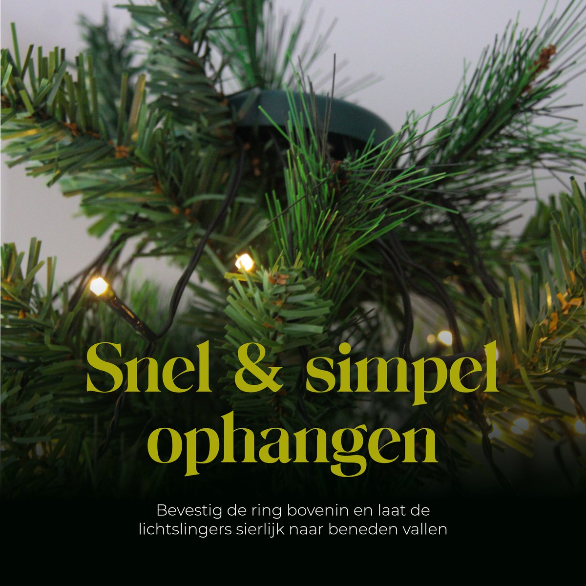 Giftmas Kerstboomverlichting met Ring - 280 LED Warm Wit - 2 m - Afstandsbediening en Timer - Kerstverlichting Binnen en Buiten - Kerstboom Lampjes – foto 2