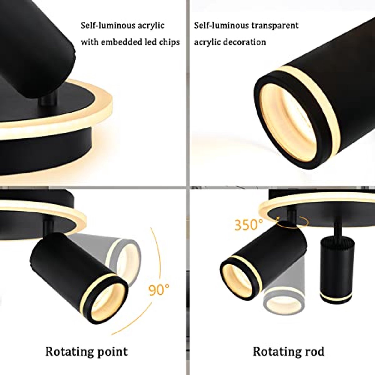 Ronde Plafondlamp met 3 Draaibare Spots - LED Verlichting, Warmwit 3000K, 2200 Lumen, Mat