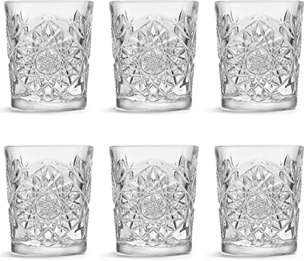 Vintage Drinkglazen Set - 355 ml - 6 Stuks - Vaatwasmachinebestendig - Hoge Kwaliteit
