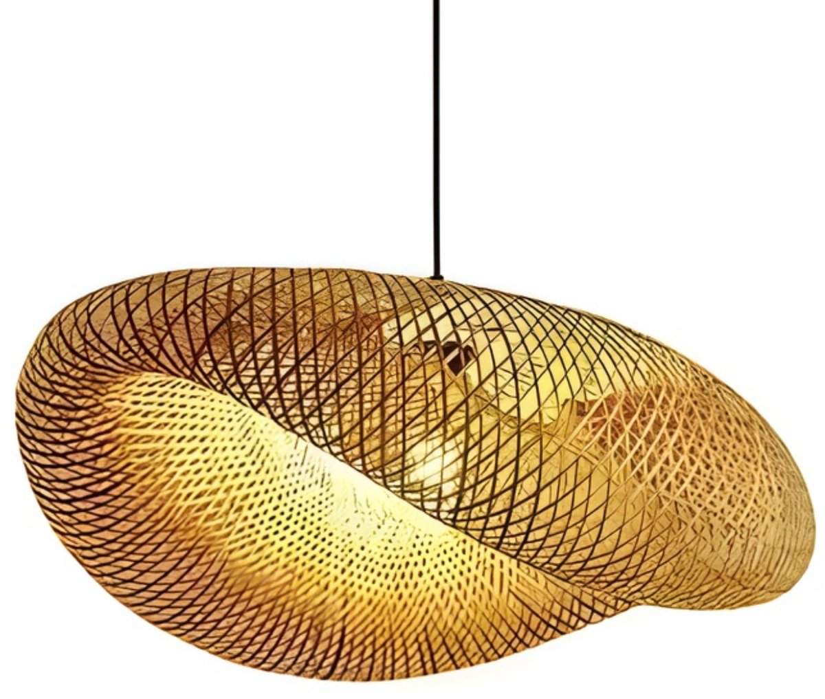 Fubzz Bamboe Hanglamp - Handgeweven Rotan - Kroonluchter 60CM - Natuurlijk Design LED Plafondlamp - Duurzaam Handwerk Slaapkamer Decoratief Armatuur