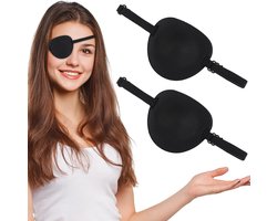 OIMG 2 stuks ooglapjes - 3D -oogplekken voor volwassenen - verstelbare ooglapjes - ooglapjes voor rechter of linkeroog - ooglapje voor lui oog - zacht lui oogpad - voor piratenkostuum - Comfortabel oogmasker voor dagelijks gebruik - zwarte